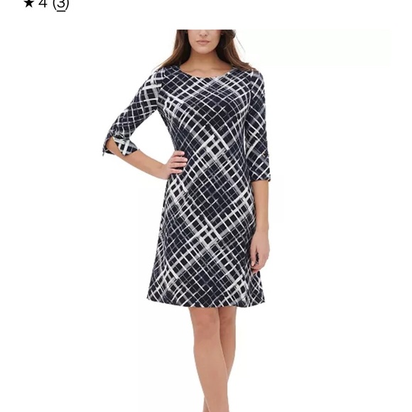 Tommy hilfiger Escada Elegant Black and White Patterned Dress suze 16 - Picture 1 of 12